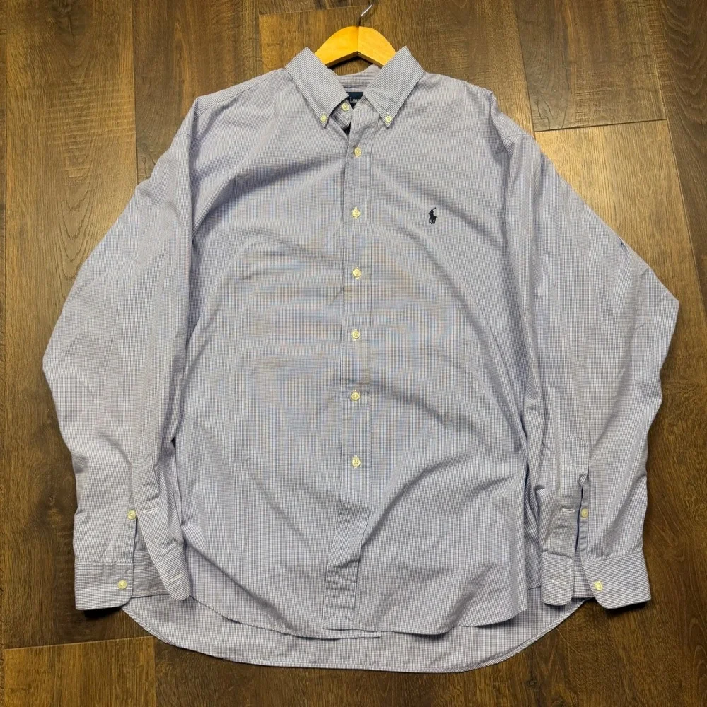 Vintage 90s Polo Ralph Lauren Blake Men's XL Blue Check Button Down Shirt